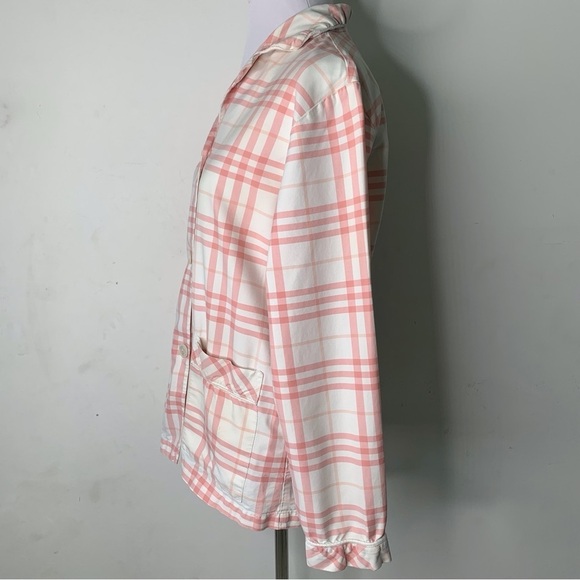 Burberry Women's Pink/White Nova Check Button Down Pajama Shirt Size Small - Picture 5 of 16